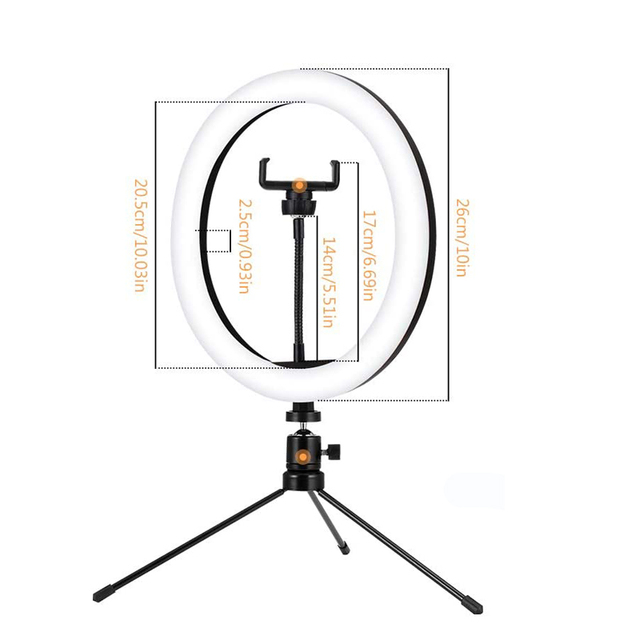 10 Inch Ring Light With Tripod Stand Photographic Lighting Beauty Lamp Selfie Led Ring Light Can Use Mobile Lens