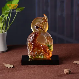 Figurine tigre en cristal de Liuli, décoration de maison et de bureau, vente en gros, usine SAINT-VIEW,