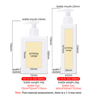 Bouteille de lotion carrée en plastique PE de 200-300 ml, flacon vide pour lavage des mains, bouteille de shampoing avec pompe et étiquette 28 mm, couleur naturelle