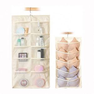 Sac de rangement suspendu double face en tissu Oxford pour soutiens-gorge, sous-vêtements et bas, pliable avec poches en filet pour armoire et salon - Product Image 1