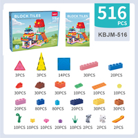 Kit Konstruksi Ubin Magnetik dan Balok Bangunan 516 PCS untuk Anak-Anak, Konstruksi Terbuka dan Permainan Kreatif