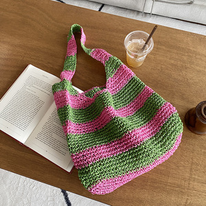 กระเป๋าโท้ทมาคาราเม่ทำด้วยมือกระเป๋าช้อปปิ้งสำหรับผู้หญิงกระเป๋าถักโครเชต์ทำด้วยมือ - Product Image 5