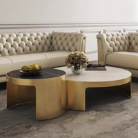 Tables basses de luxe au design nordique, ensemble de tables de salon modernes, plateau en marbre, table centrale et table d'appoint pour hôtel et usage domestique