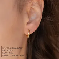 Boucles d'oreilles créoles géométriques EMANCO en acier inoxydable pour femme, tendance, texture métallique, plaqué or 18 carats, accessoires pour fiançailles, bureau ou carrière