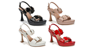 Sandali da Donna Chic Estivi con Plateau <span class=keywords><strong>e</strong></span> Tacco a Spillo, Fibbia Metallica, Comodi <span class=keywords><strong>e</strong></span> Leggeri per Feste ed Eventi Serali - Product Image 6