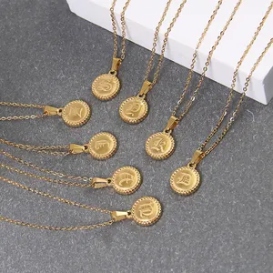 Gold Chain Coin Charm Name Allah Necklace Women Stainless Steel Gold Filled Islamic Necklace