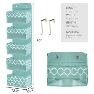 Wall Mounted Over the Door Pocket Organizer Hanging Closet Clear Window Storage <b>Bag</b> with Metal Hooks - Product Image 4