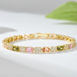 Elegante pulsera de tenis de circón de corte ovalado para mujer, oro rosa, chapado en 14K y 18K, brazaletes ODM de moda y pulsera de joyería - Product Image 6