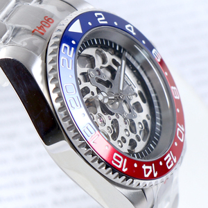 Montre sans logo en acier inoxydable, mouvement NH70, cadran ajouré, verre saphir, étanche 10 bars, automatique, lunette en céramique, boîtier SUB en acier - Product Image 4