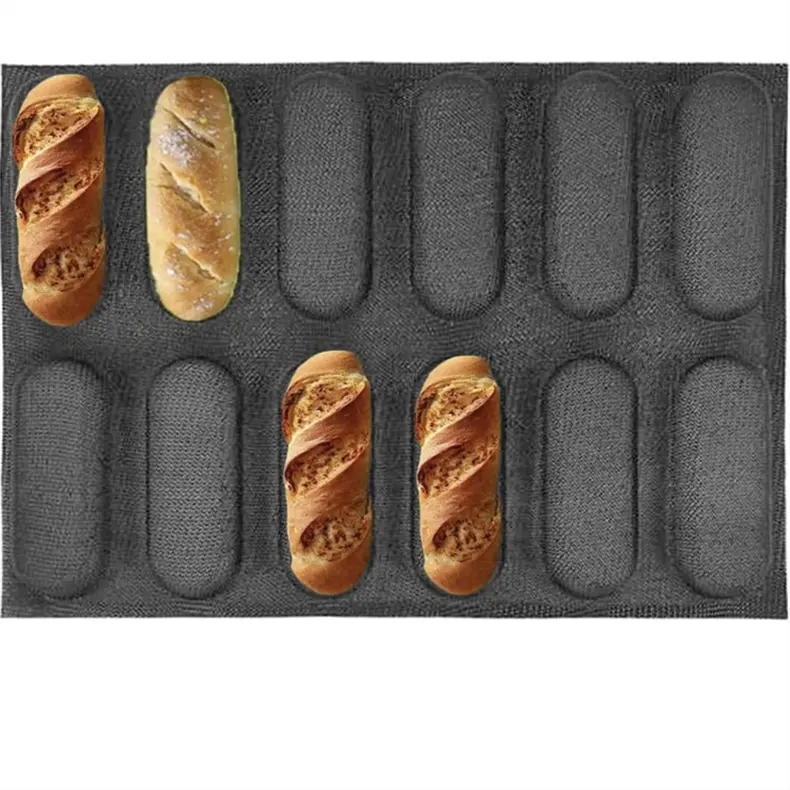 Mini Siliconen Baguette Mal 12 Brood Hotdog Broodje Vorm Anti-Aanbakvorm Mini Baby Sandwich Siliconen Geperforeerde Bakvormen