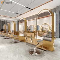 Yoocell — miroir de salon de coiffure or, miroir lumineux led double face pour salon de coiffure, plus vendu