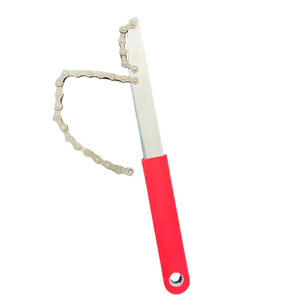 ประแจโซ่เหล็กกล้าพร้อมด้ามจับสีแดงสำหรับซ่อมเฟืองจักรยานและการปรับโซ่ - Product Image 1