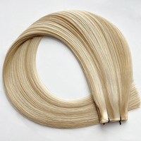 Extensions de Cheveux Vierges Européennes de Qualité Blonde Droite Machine Attachée Plat Invisible Double Dessiné Cuticule Brute Alignée Genius Couleur