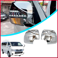 1 paire de coques de rétroviseurs latéraux chromées en ABS avec clignotants LED pour accessoires de fourgon Hiace 2008-2018