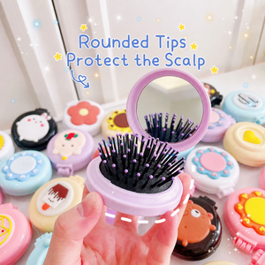 Peigne pliable mignon avec coussin d'air et motif petite fée, miroir de maquillage portable et masseur de tête pour le voyage - Product Image 3