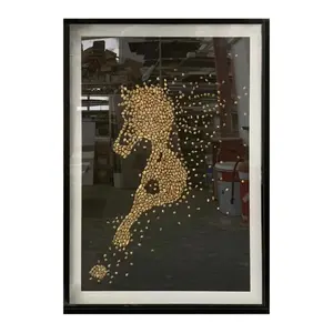 Gold and black horse stone painting 3D stone artwork paintings and wall arts