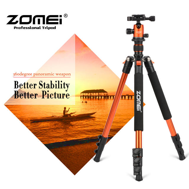 Compact Lightweight Travel Tripod ZOMEI Q555, Aluminum Alloy Foldable Design with Ball Head for Photography and Mobile Phone Use