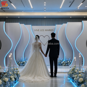 Soporte modular para telón de fondo de boda SMOOTH con luces LED en forma de S, tablero de PVC y panel acrílico para decoración y suministros de bodas - Product Image 1