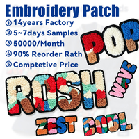 Patch brodé en chenille avec lettres, logo personnalisé, OEM, lettres alphabétiques en gros pour veste, sweat à capuche, vêtements, patch brodé