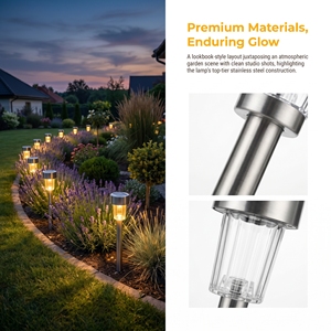 Lampe LED solaire esthétique en acier inoxydable à facettes, abat-jour transparent, du crépuscule à l'aube, IP44, résistante aux intempéries, pour <span class=keywords><strong>jardin</strong></span>, pelouse et bordure - Product Image 4