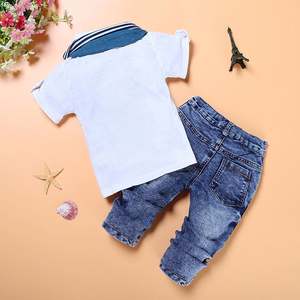 Conjunto de Ropa Casual para Bebé Niño, Camiseta + Bufanda + Jeans, 3 Piezas, Ropa de Verano para Niños, Disfraz Infantil para Niños 2021, Ropa para Niños Pequeños - Product Image 3
