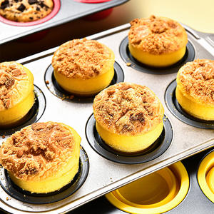 Nuevo molde desechable de acero al carbono de 12 agujeros tipo prensa para hornear Metal huevo tarta y pastel molde de 6 agujeros para horno - Product Image 4