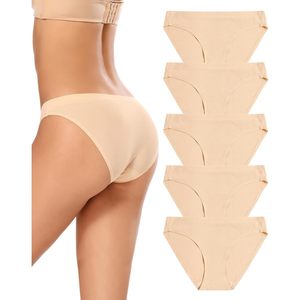 Paquete de 5 bragas hipster para mujer, ropa interior sin costuras, transpirable, de talle bajo, invisible y cómoda - Product Image 1