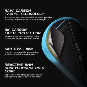 ไม้พายพิคเคิลบอลแบบพกพา น้ำหนักเบา ผลิตจากคาร์บอนไฟเบอร์ Thermoformed Elite Graphite T700 - ปลดปล่อยสไตล์ของคุณด้วยลวดลายแบบเรียบ - Product Image 2