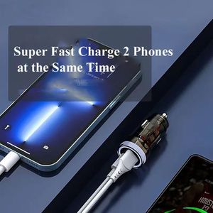 PD 48w A+<b>C</b> Fast Charging Transparent Car Charger QC3.0 <b>Type</b> <b>C</b> Car Fast Charger for Cellphones - Product Image 4
