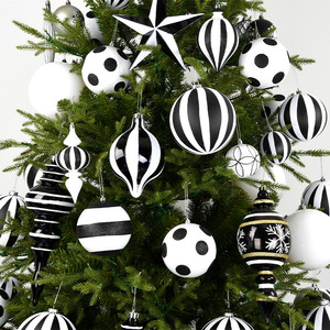 Haute qualité PVC boule suspendue décoration de noël noir blanc peint arbre Arrangement ornements pour magasin scènes maison tentures - Product Image 1