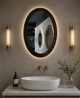 Miroir de maquillage intelligent à LED mural avec contrôle tactile anti-buée, lumière tricolore, pour salon et appartement, lentilles en aluminium