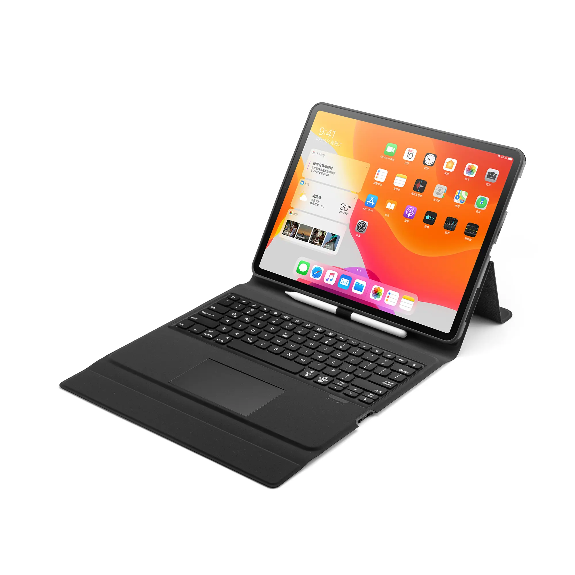 Penutup Keyboard untuk iPad 10.2/10.5/12.9 Inci dengan Casing Keyboard Nirkabel BT untuk Casing Pelindung Keyboard Ipad dengan Touchpad