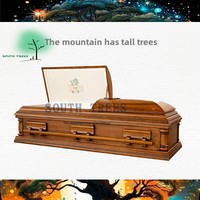 Cercueils funéraires en bois massif de style américain, export, avec coque sculptée et design découpé au laser, couleur marron