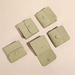 Pochette en microfibre verte Logo personnalisé <span class=keywords><strong>1</strong></span> fermeture bouton collier pochette à bijoux - Product Image 3