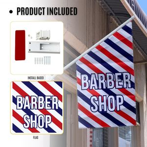 Drapeau <span class=keywords><strong>de</strong></span> Barbier Double Face Robuste à Fixation Murale pour Publicité Extérieure - Product Image 4