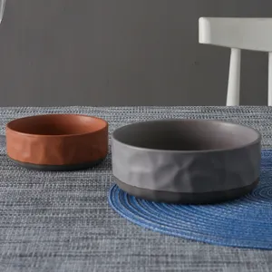 Tazón de porcelana con textura de piedra de estilo japonés, tazón de cerámica redondo de arcilla de color personalizado, diseño único