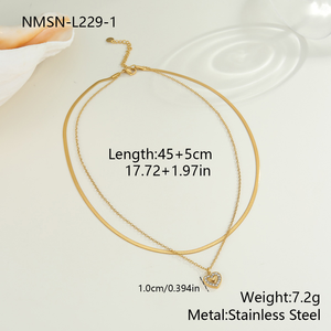 Collar de cadena con hoja en forma de corazón galvanizada - Estilo de lujo y nicho, cadena de cuello, moderno y versátil. - Product Image 3