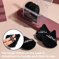 BS-MALL Borla de Maquillaje Triangular al por Mayor con Logotipo Personalizado, Borla de Polvo Cosmético de Terciopelo Suave en Forma de Cuña para Polvo Mineral Suelto