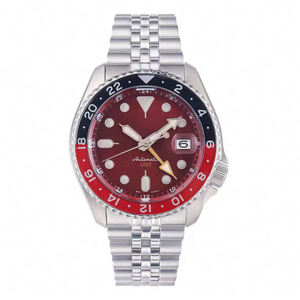 Reloj Deportivo Mecánico para Hombre con 5 Agujas GMT, Cadena de Cinco Eslabones en Bloques de Color, Acero Inoxidable, Movimiento NH34, Esfera de Cristal de Zafiro - Product Image 3