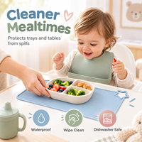 Tapis de table pour bébé en silicone de qualité alimentaire personnalisé, antidérapant, imperméable, enroulable, avec boucle de suspension en forme d'étoile