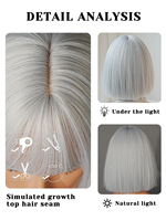 Cheveux synthétiques blanc court Bob perruque avec Bang pour les femmes Bob droite résistant à la chaleur platine perruque Cosplay fête Peluca 12 pouces