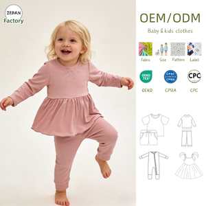 Ensemble de vêtements décontractés en coton pour enfants, deux pièces, personnalisé, t-shirt à manches longues, pantalon à motifs imprimés, costume pour enfants - Product Image 1