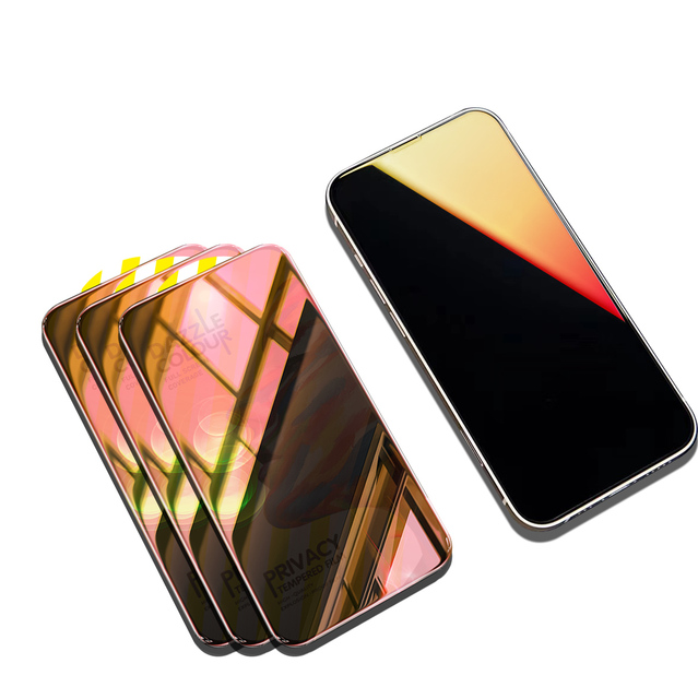 Wholesale HD Colored Privacy Mirror Tempered Glass Screen Protector for iPhone 15 15Pro 15Plus 15Pro Max Mobile Phones