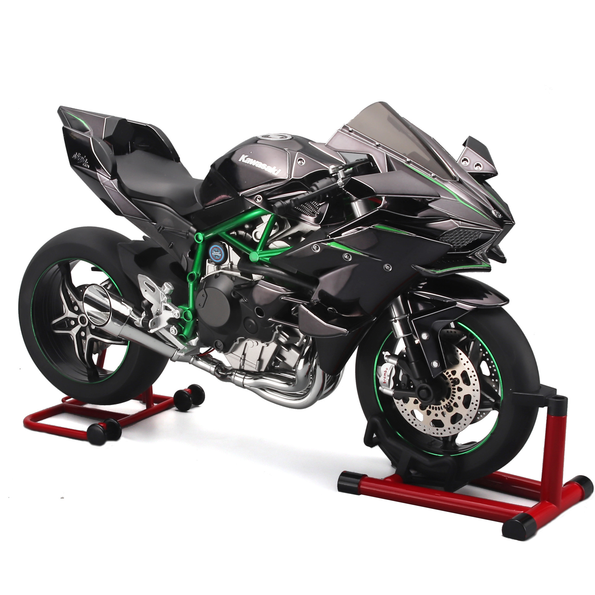 Литая 1:6 Ducati Kawasaki Ninja H2R аудио-визуальное переднее колесо рулевое управление декоративная металлическая модель мотоциклетная модель из сплава