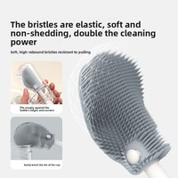 Ensemble de brosses à biberons portables 6-en-1 en PP et silicone, multifonctionnel pour nouveau-nés, avec support de séchage de voyage et gobelet à double usage