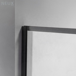 Paroi de douche moderne en verre trempé <span class=keywords><strong>noir</strong></span> à <span class=keywords><strong>grille</strong></span> de 8 mm d'épaisseur, en forme de L, avec fonction de nettoyage facile - Product Image 4