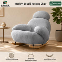 Fauteuil à bascule en tissu sherpa gris avec base en bois pour salon, chambre à coucher, salle de séjour, vente en gros directe d'usine