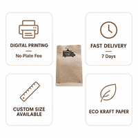 Sachets personnalisés en papier kraft avec fenêtre, fermeture éclair refermable, qualité alimentaire, pour l'emballage de grains de café, café moulu et thé