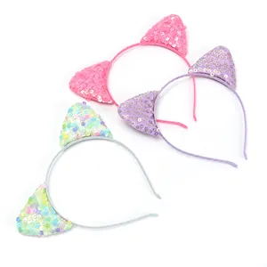 Popular Design Pretty Sweet Cat Ears Sequins Glitter Party Hair Bands For Girls And Women Hair Hoop