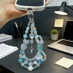 Chaîne de téléphone en perles de luxe légère, pendentif en coquille de <span class=keywords><strong>perle</strong></span>, style tissé, <span class=keywords><strong>cordon</strong></span> de téléphone portable, porte-clés - Product Image 6